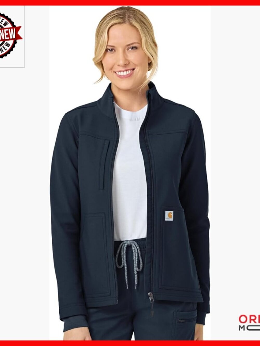 Women's Medical Scrub Jacket Long Sleeve Fleece Water Resistant Modern Fit